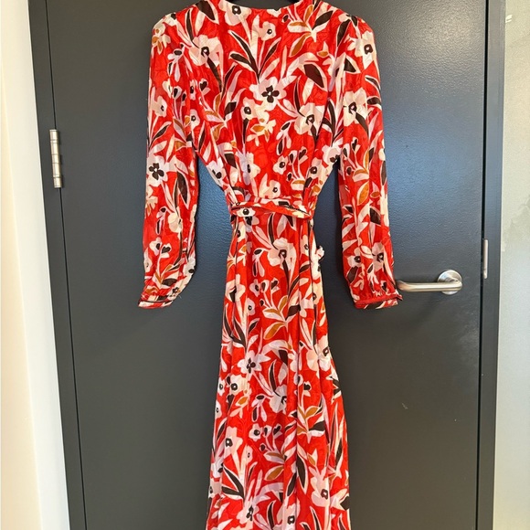 Massimo Dutti size 6 EUC button up sheer wrap Red and White Wrap Dress - Picture 14 of 16